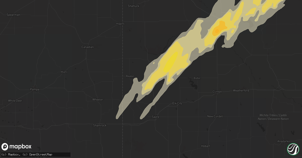 Hail map in Cheyenne, OK on April 27, 2024
