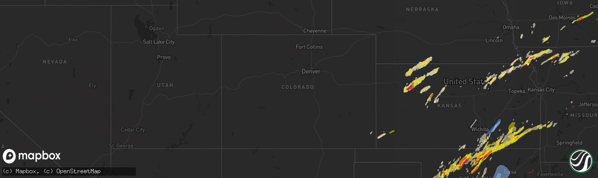 Hail map in Colorado on April 27, 2024