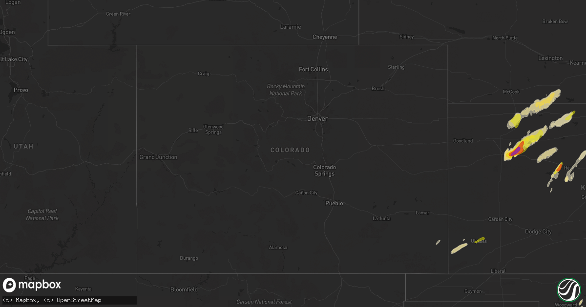 Hail map in Colorado on April 27, 2024