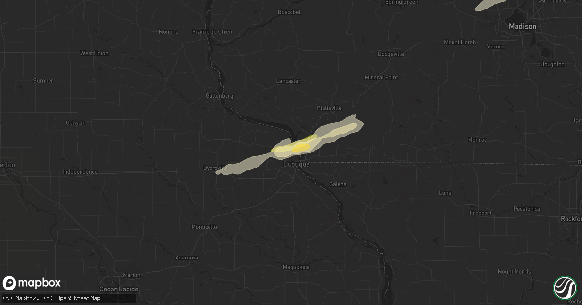 Hail map in Dubuque, IA on April 27, 2024