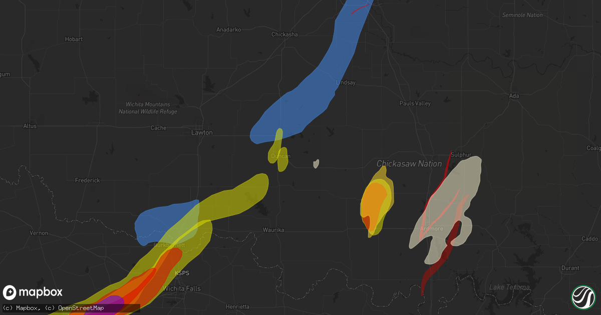 Hail map in Duncan, OK on April 27, 2024