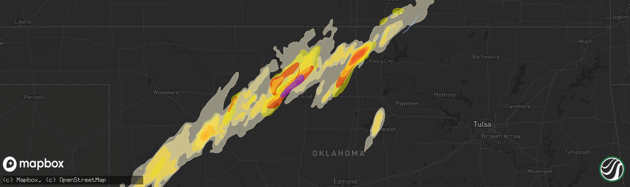 Hail map in Enid, OK on April 27, 2024