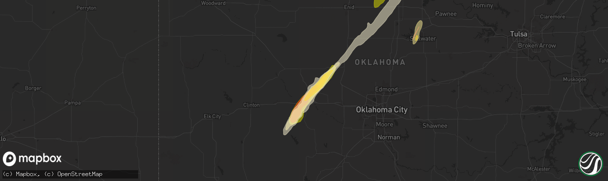 Hail map in Geary, OK on April 27, 2024