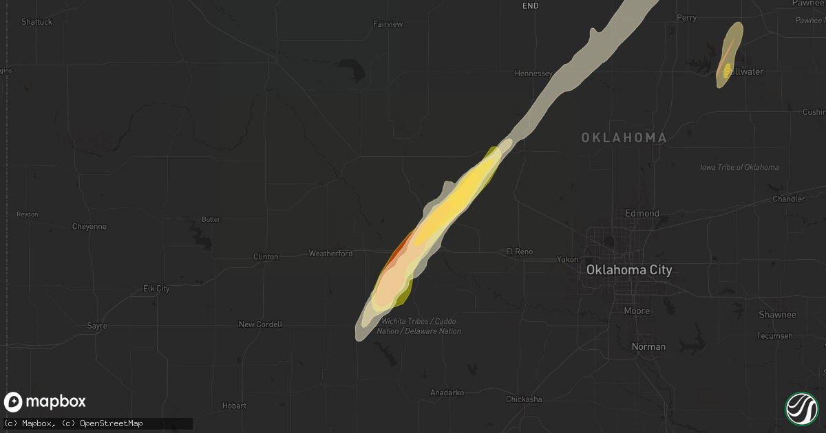 Hail map in Geary, OK on April 27, 2024