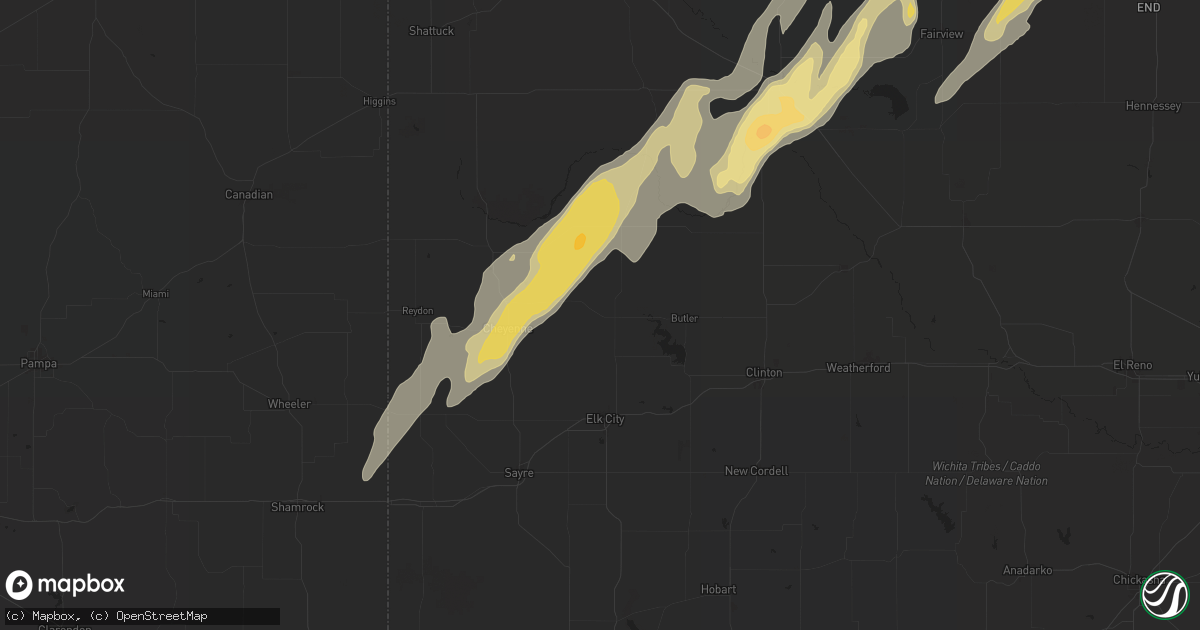 Hail map in Hammon, OK on April 27, 2024