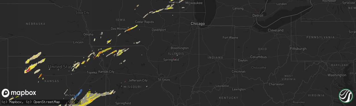 Hail map in Illinois on April 27, 2024