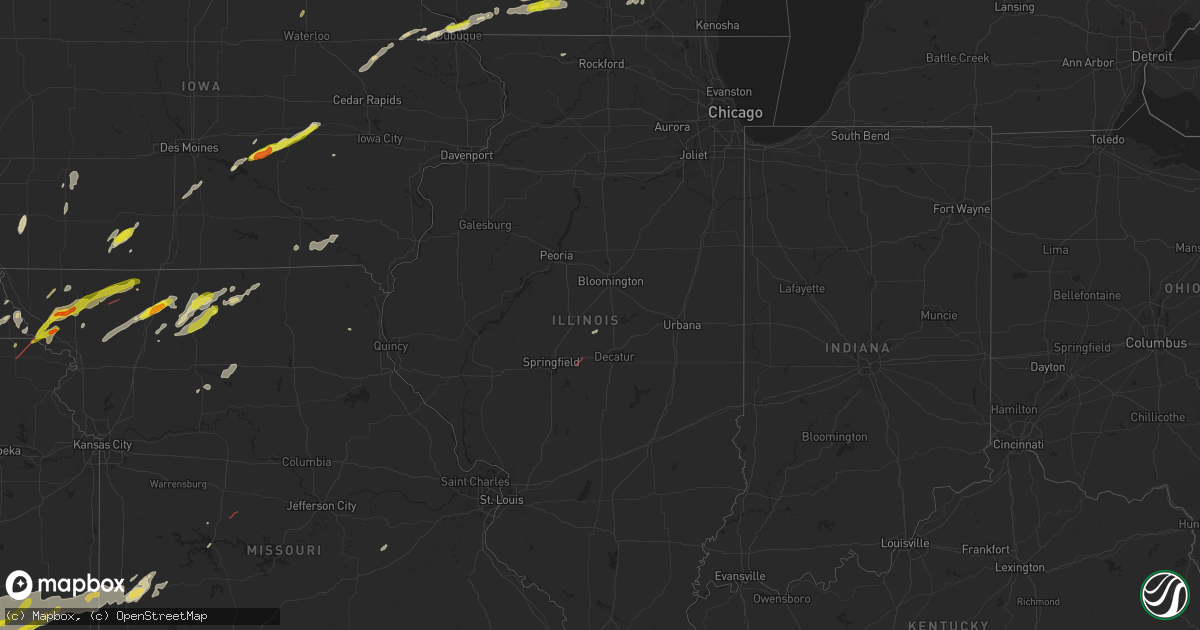 Hail map in Illinois on April 27, 2024