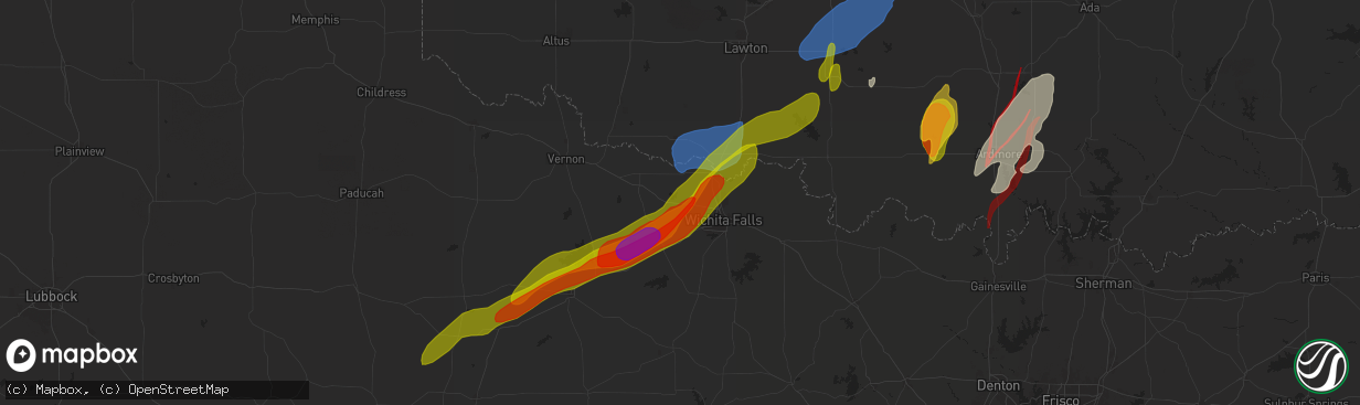 Hail map in Iowa Park, TX on April 27, 2024