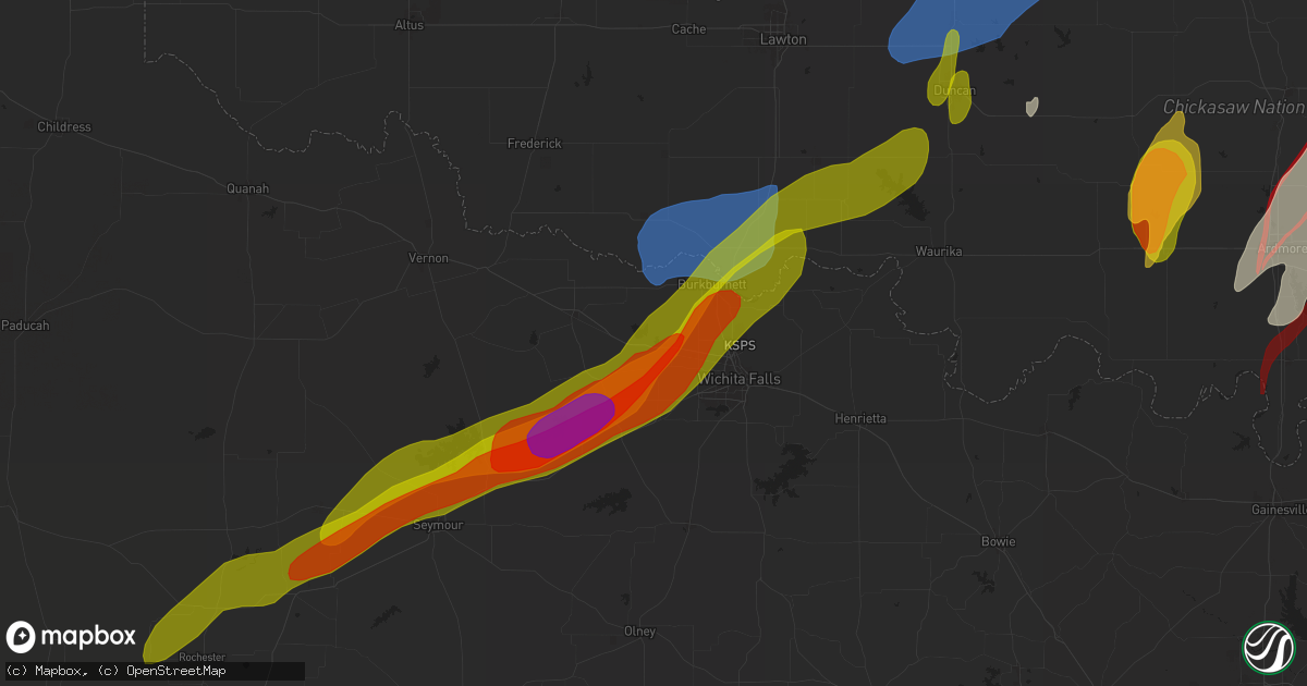 Hail map in Iowa Park, TX on April 27, 2024