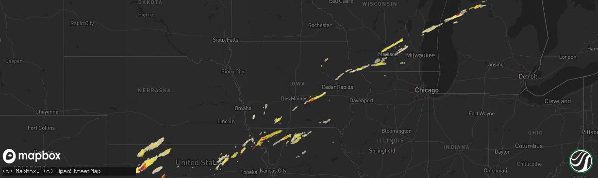 Hail map in Iowa on April 27, 2024