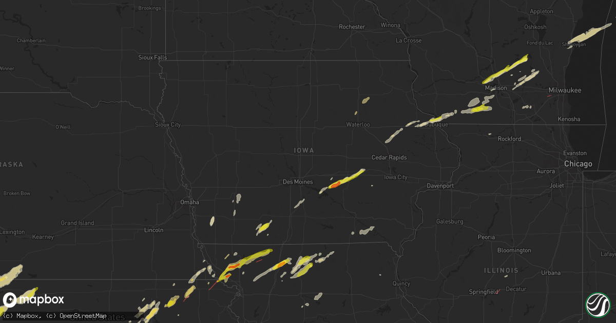 Hail map in Iowa on April 27, 2024