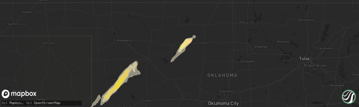 Hail map in Isabella, OK on April 27, 2024