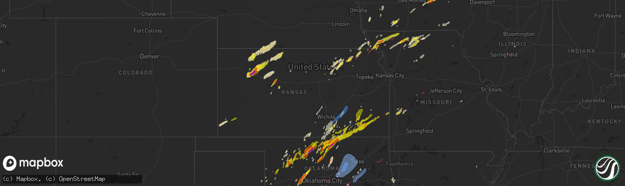 Hail map in Kansas on April 27, 2024
