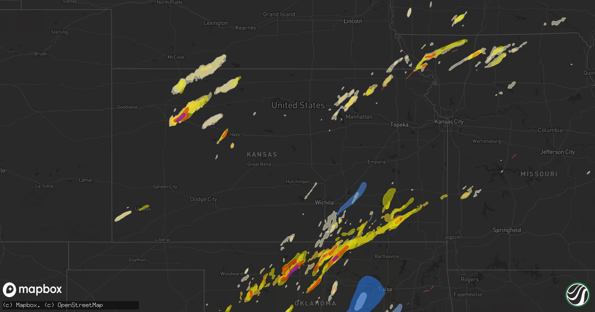 Hail map in Kansas on April 27, 2024