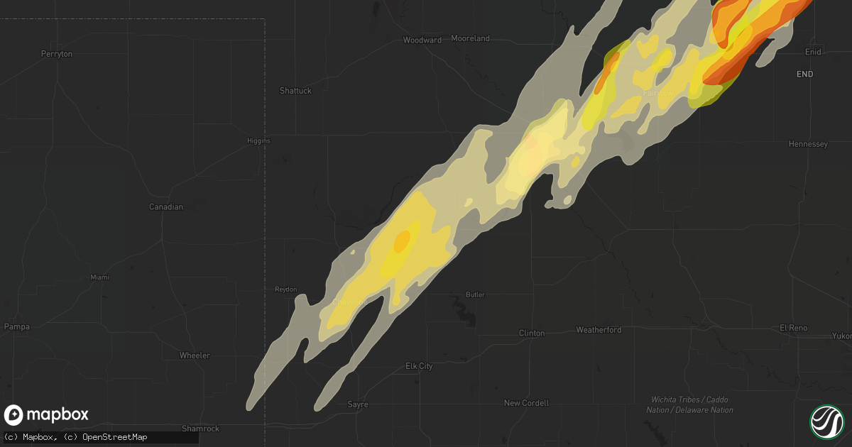 Hail Map in Leedey, OK on April 27, 2024 - HailTrace