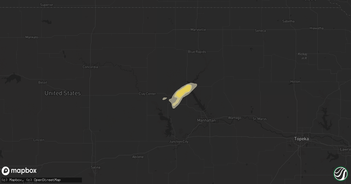 Hail map in Leonardville, KS on April 27, 2024