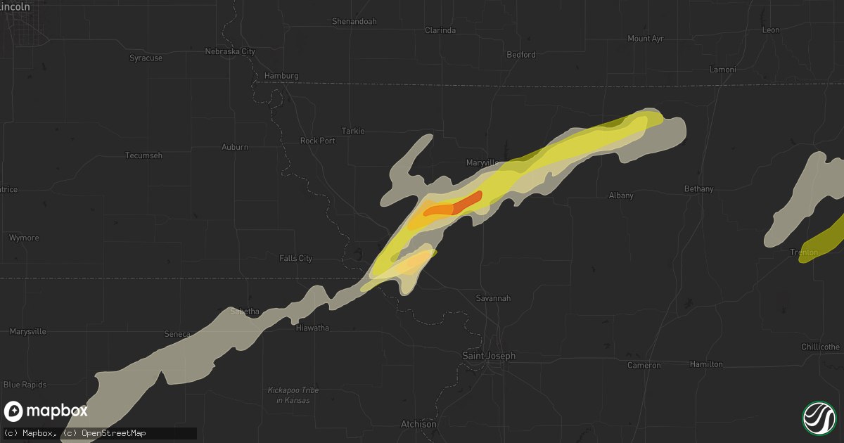 Hail map in Maitland, MO on April 27, 2024