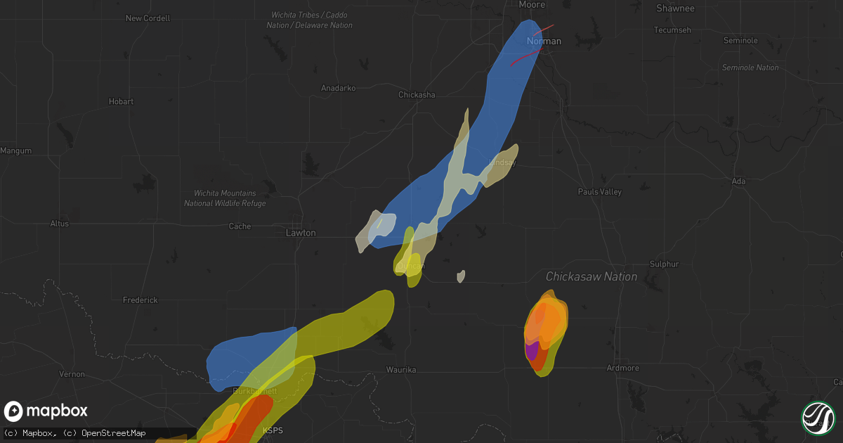 Hail map in Marlow, OK on April 27, 2024