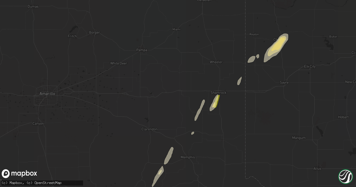 Hail map in Mclean, TX on April 27, 2024