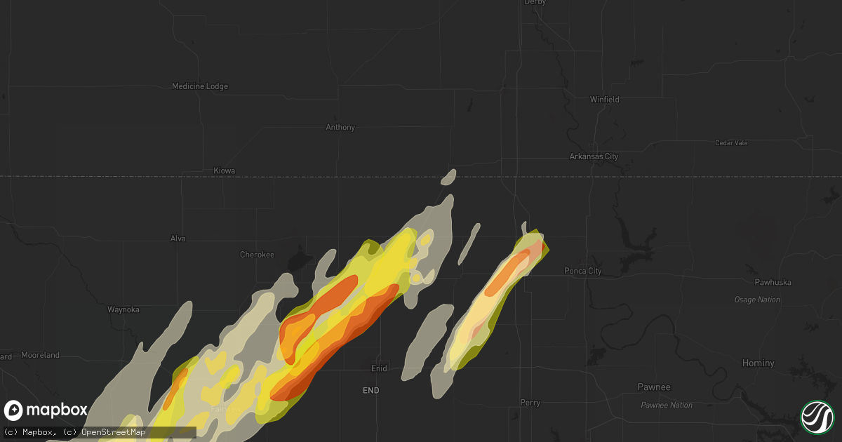 Hail map in Medford, OK on April 27, 2024