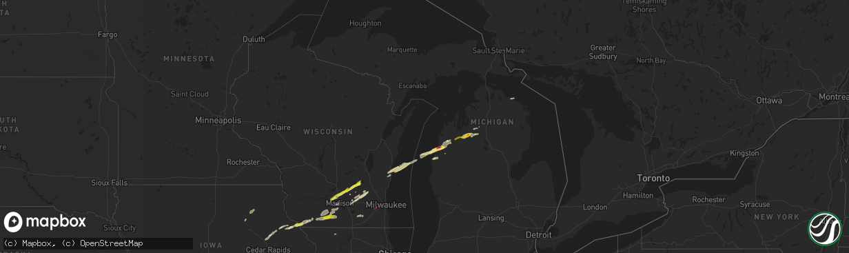 Hail map in Michigan on April 27, 2024