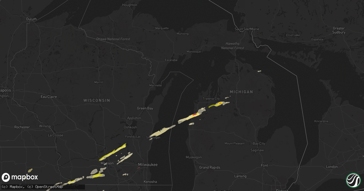 Hail map in Michigan on April 27, 2024