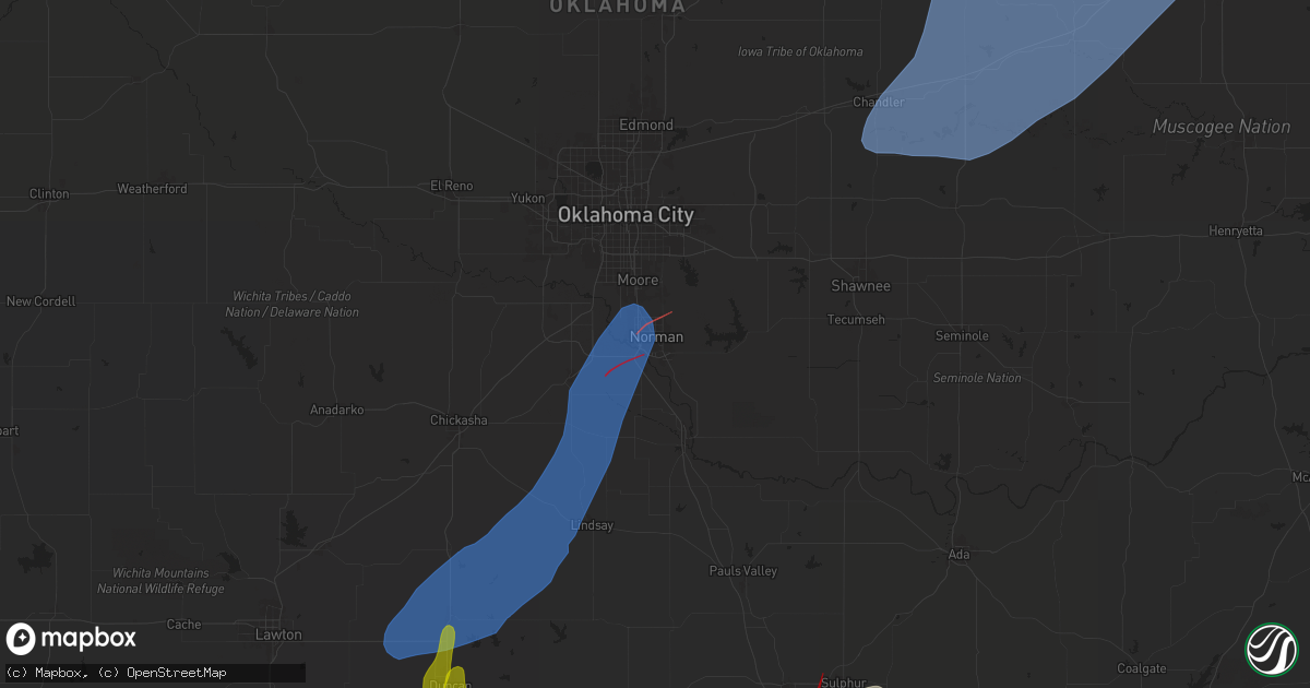 Hail map in Norman, OK on April 27, 2024