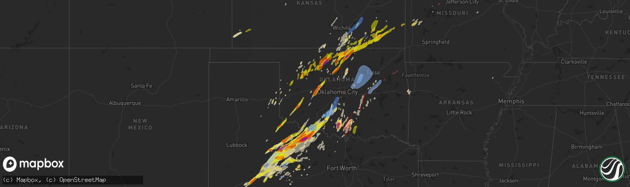 Hail map in Oklahoma on April 27, 2024