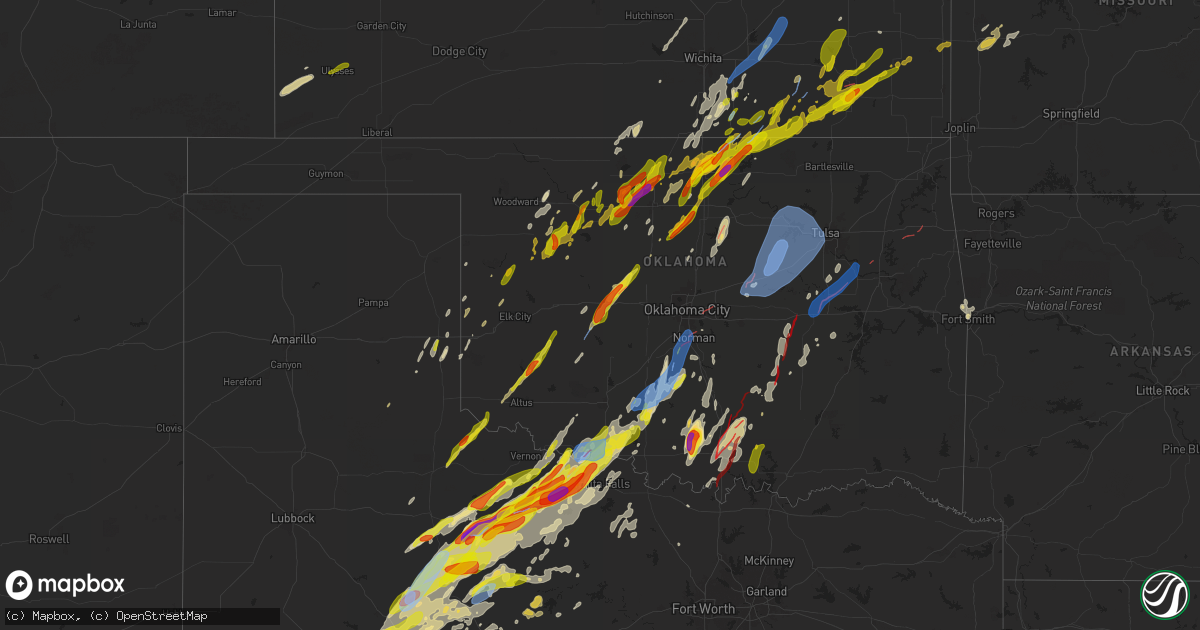 Hail map in Oklahoma on April 27, 2024