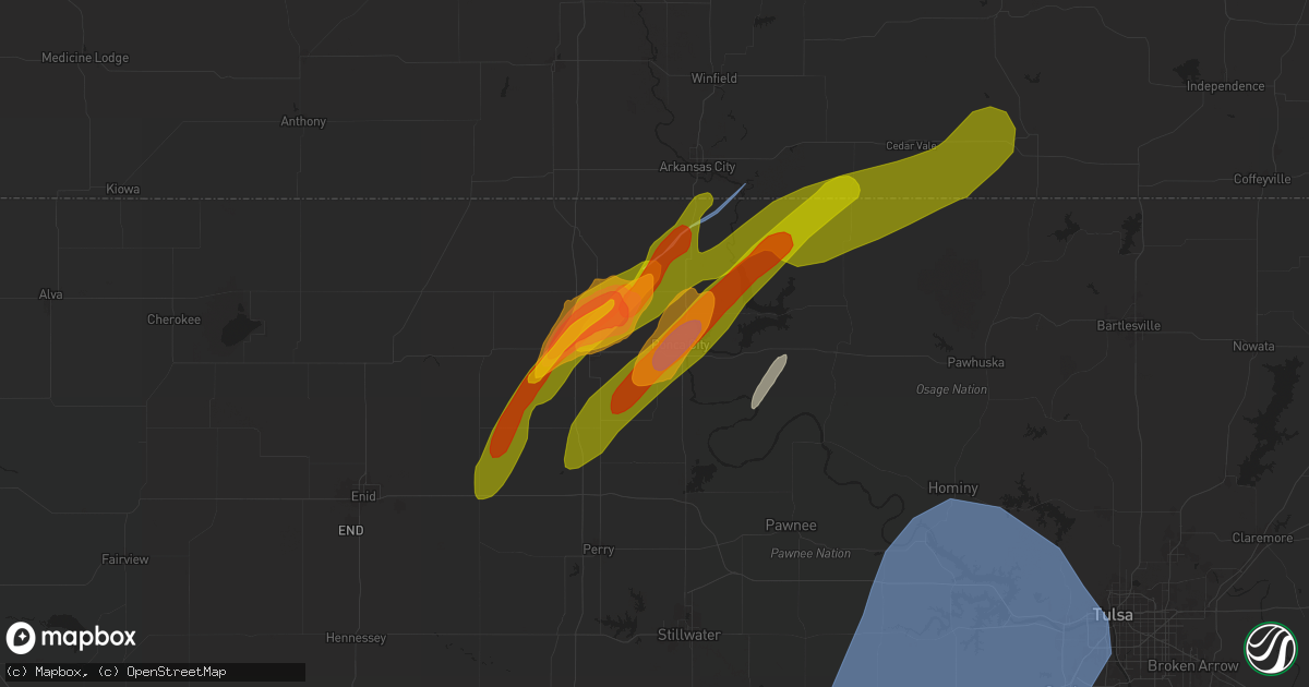 Hail map in Ponca City, OK on April 27, 2024