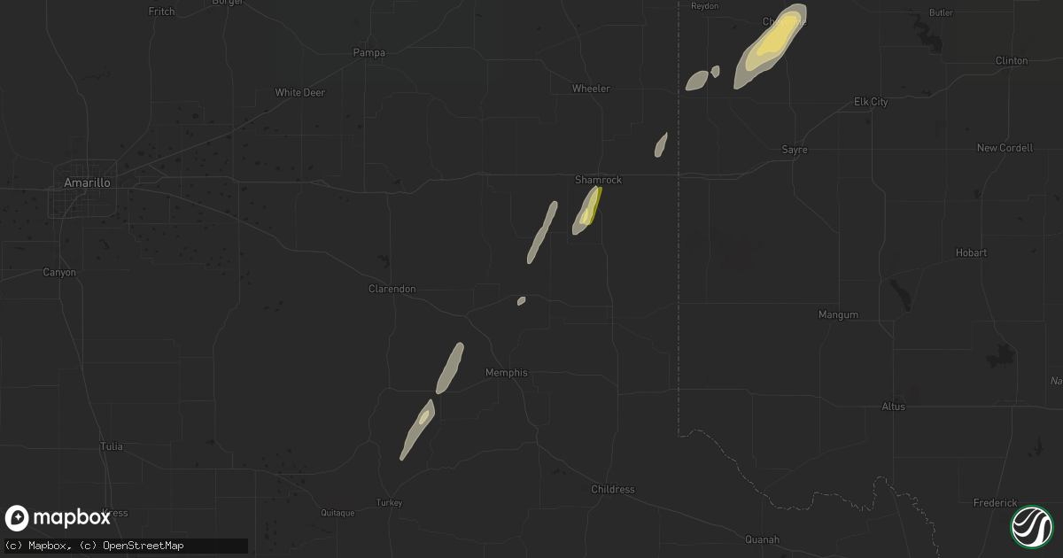 Hail map in Quail, TX on April 27, 2024