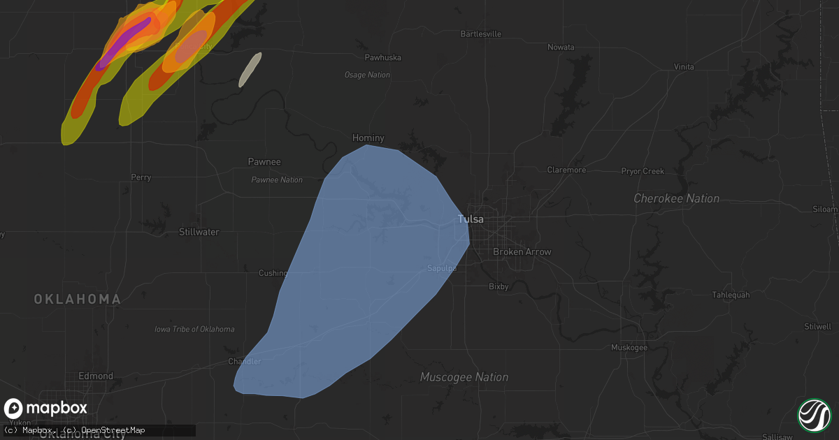Hail map in Sand Springs, OK on April 27, 2024