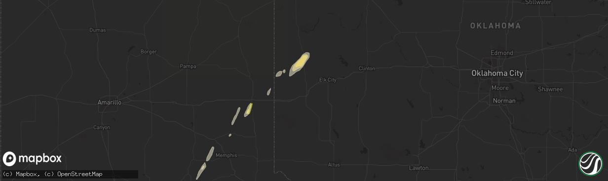 Hail map in Sayre, OK on April 27, 2024