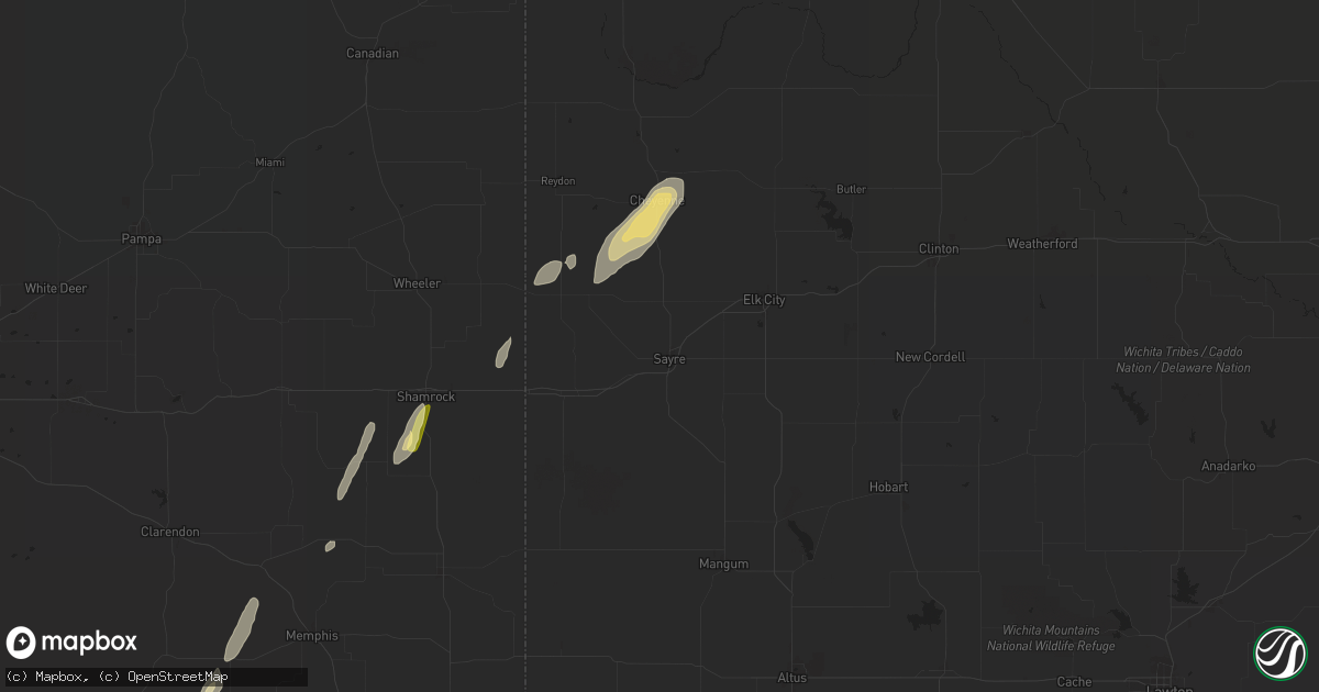 Hail map in Sayre, OK on April 27, 2024