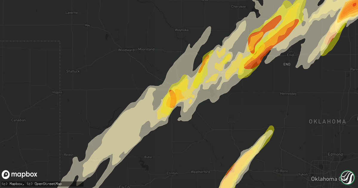 Hail map in Seiling, OK on April 27, 2024