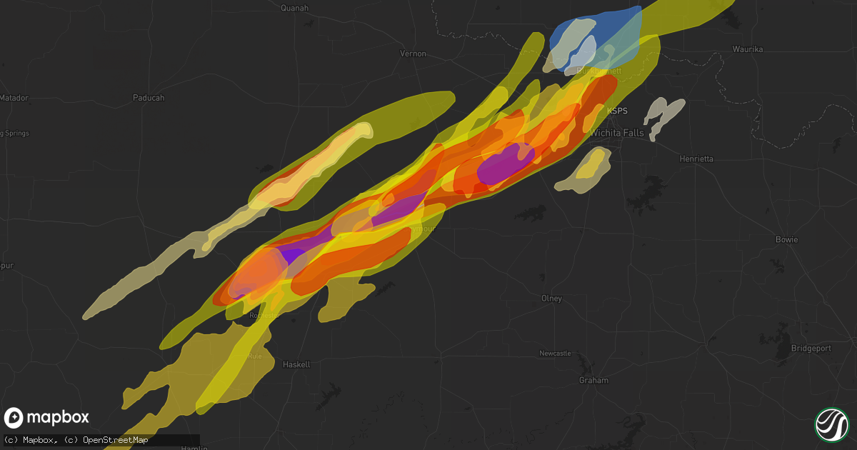 Hail map in Seymour, TX on April 27, 2024