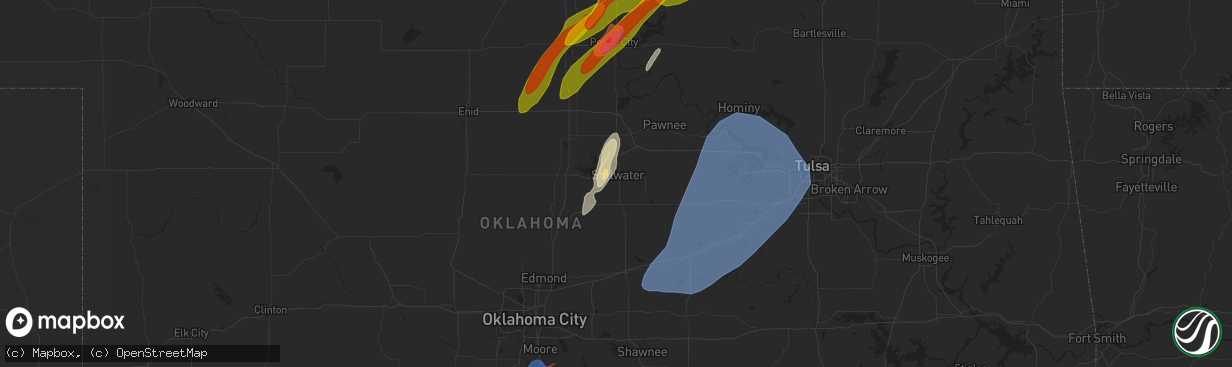 Hail map in Stillwater, OK on April 27, 2024