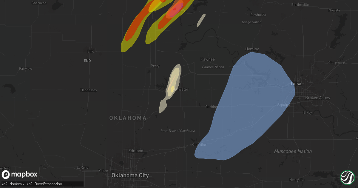 Hail map in Stillwater, OK on April 27, 2024