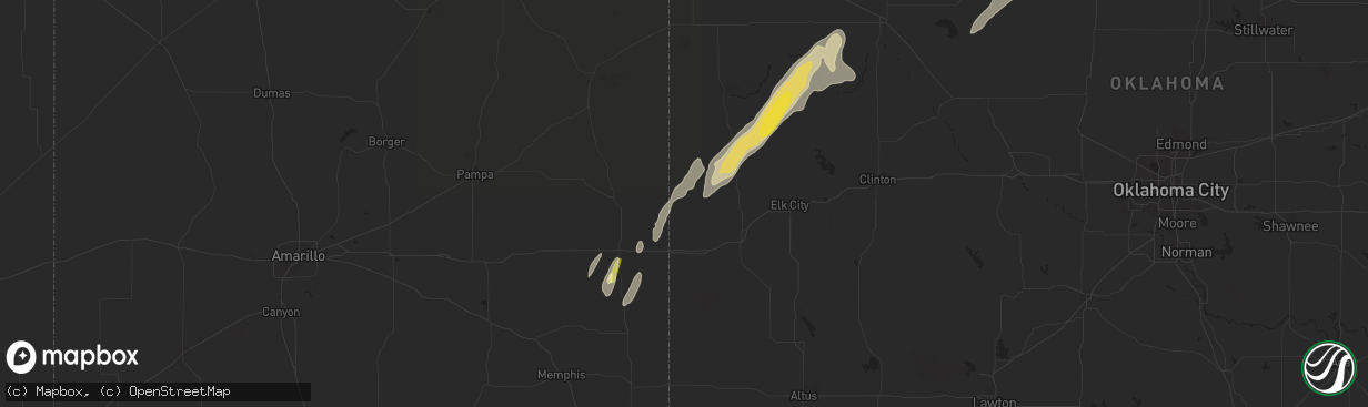 Hail map in Sweetwater, OK on April 27, 2024