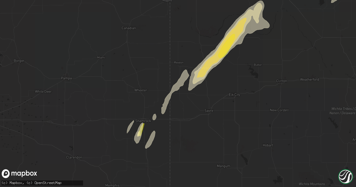 Hail map in Sweetwater, OK on April 27, 2024