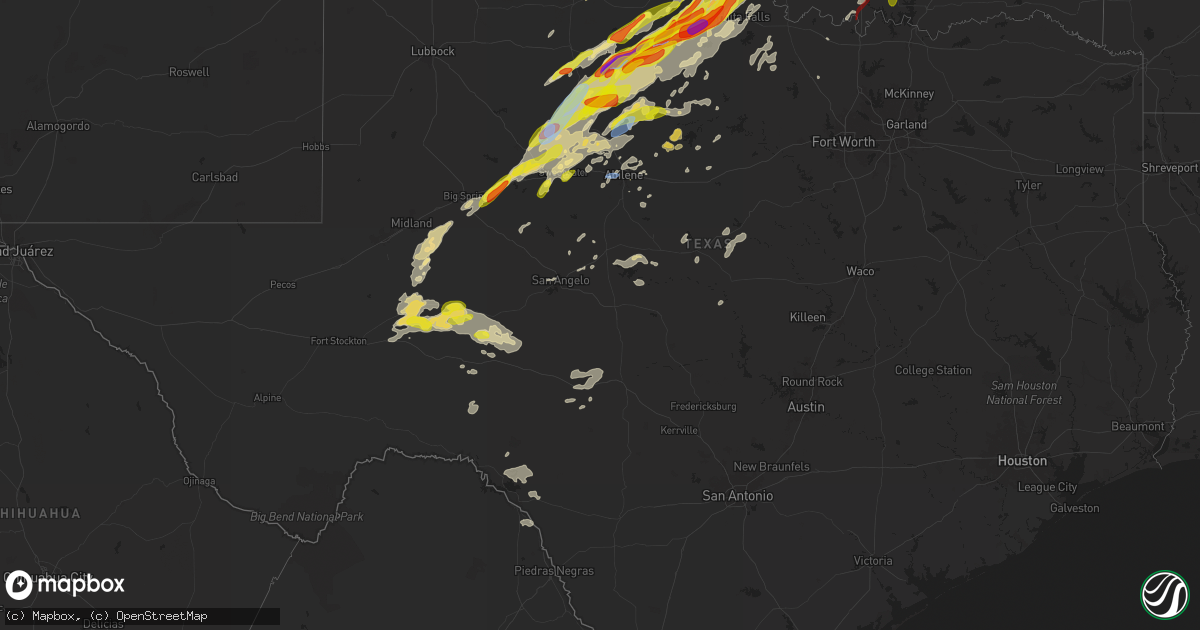 Hail map in Texas on April 27, 2024