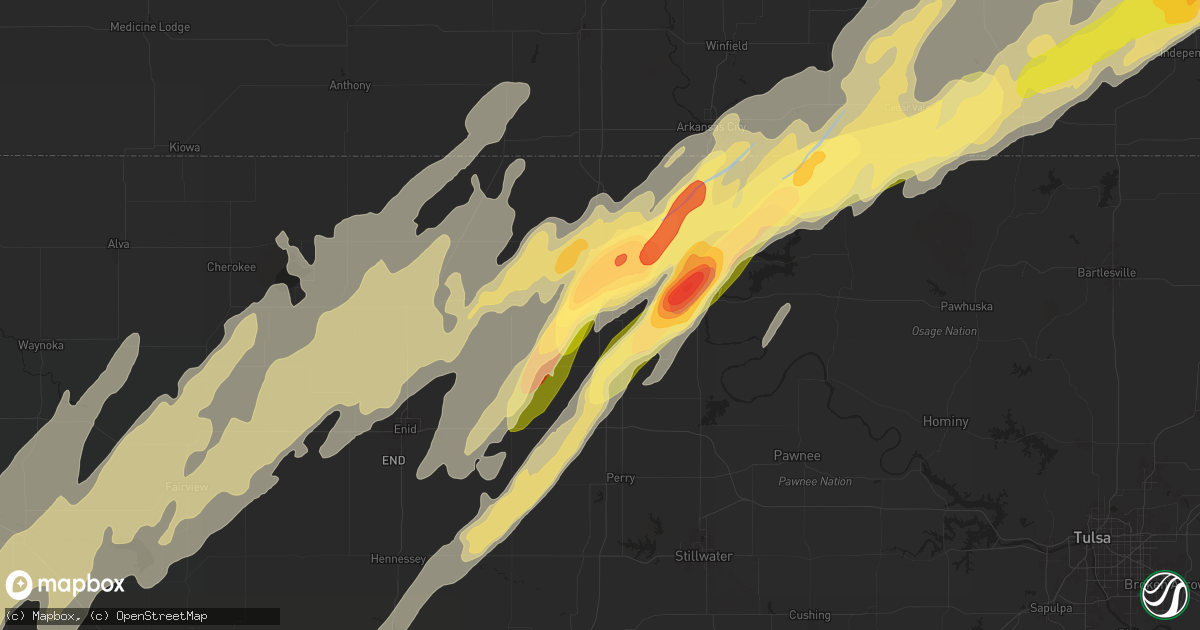Hail map in Tonkawa, OK on April 27, 2024