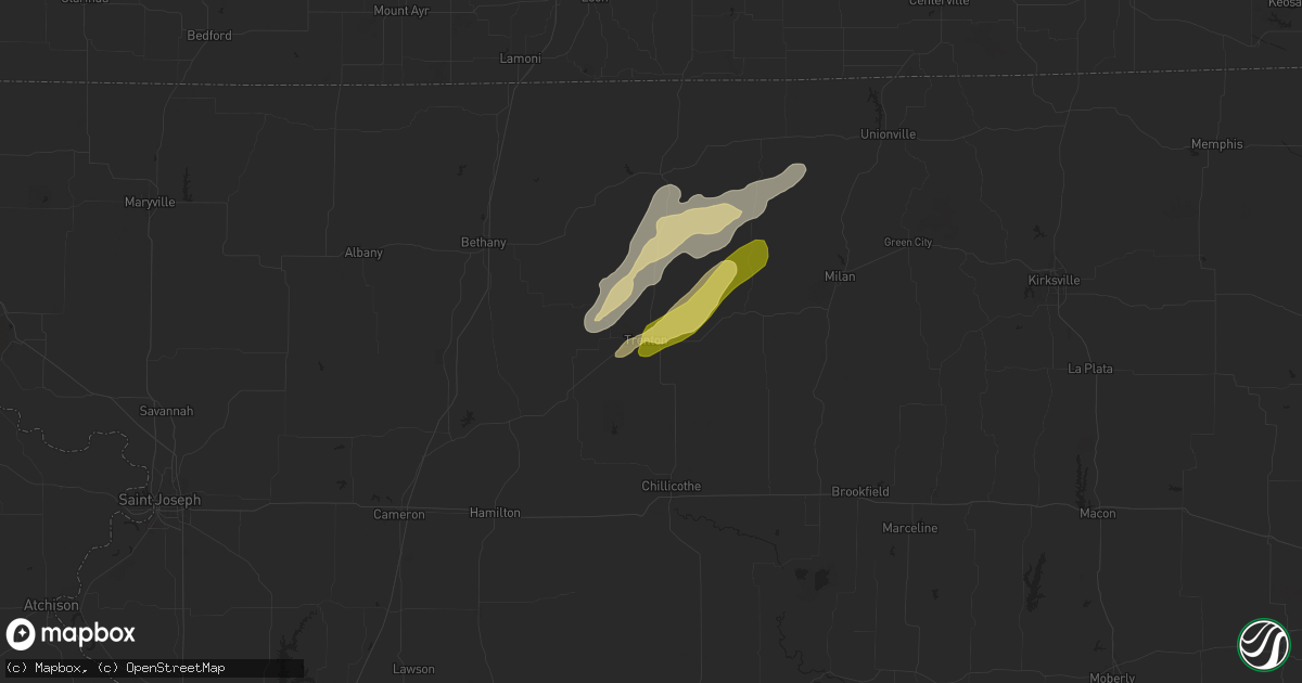 Hail map in Trenton, MO on April 27, 2024