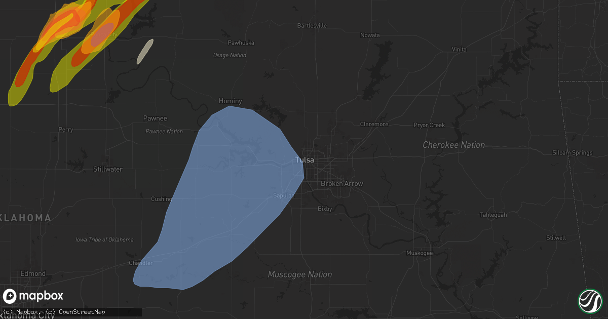 Hail map in Tulsa, OK on April 27, 2024