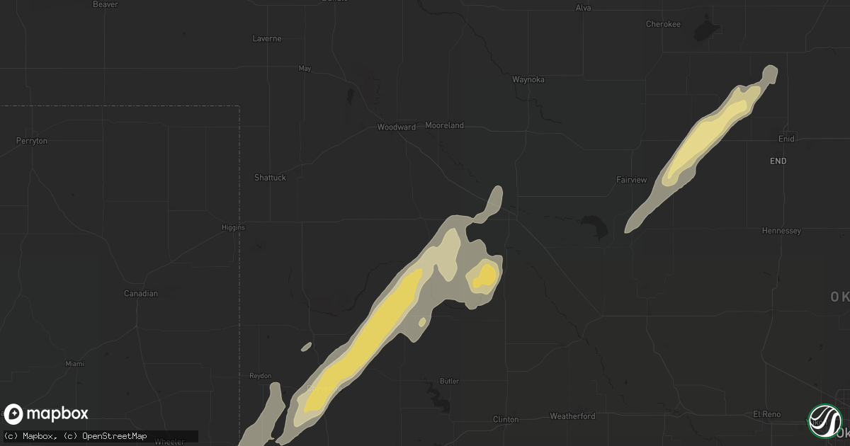 Hail map in Vici, OK on April 27, 2024