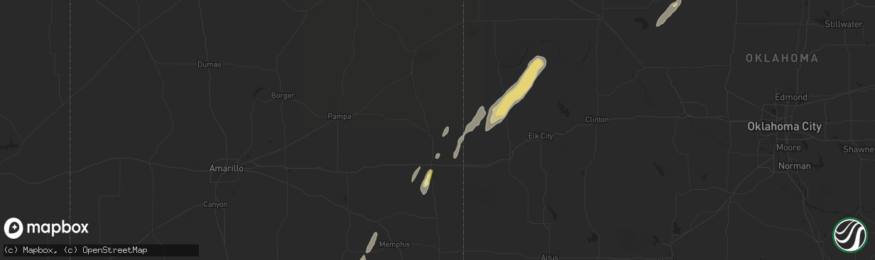 Hail map in Wheeler, TX on April 27, 2024