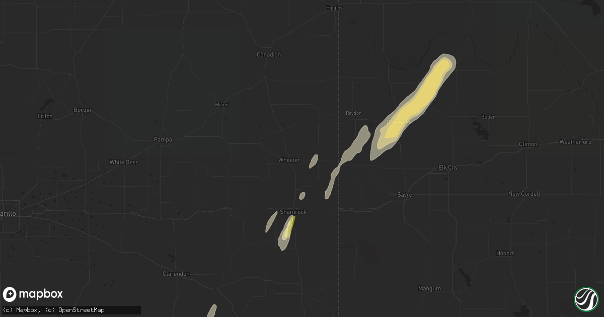 Hail map in Wheeler, TX on April 27, 2024