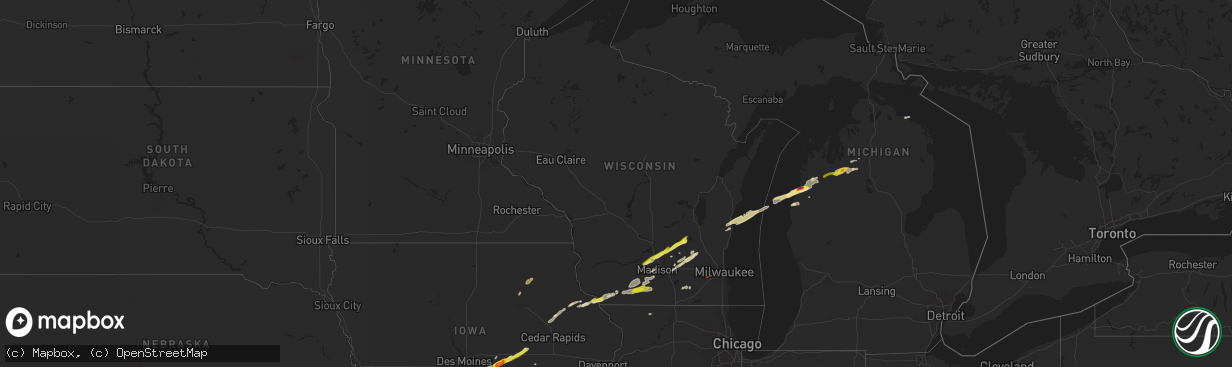 Hail map in Wisconsin on April 27, 2024