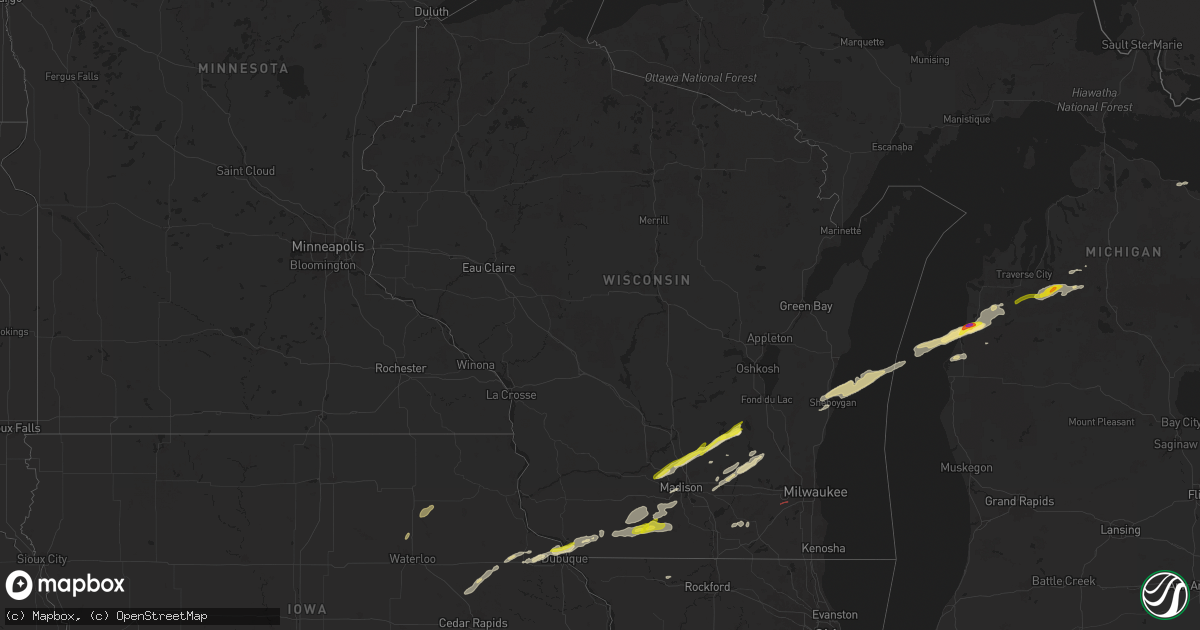 Hail map in Wisconsin on April 27, 2024