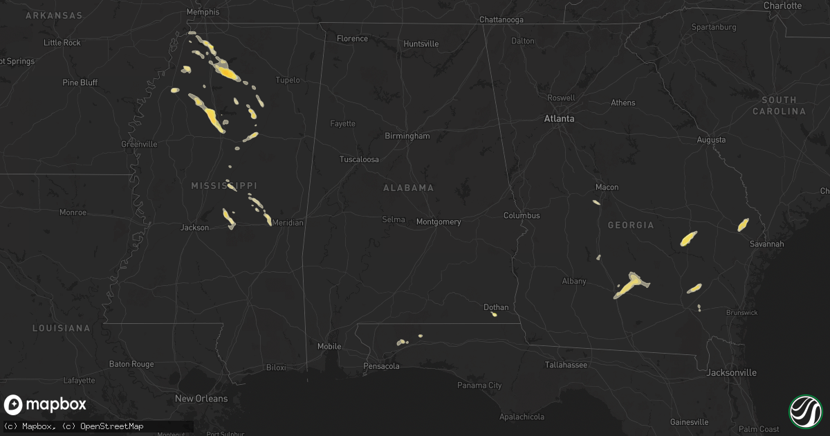 Hail map in Alabama on April 27, 2025